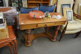 LATE VICTORIAN MAHOGANY SINGLE DRAWER HALL TABLE ON TURNED LEGS