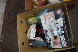 ONE BOX OF VARIOUS CHILDRENS TOYS TO INCLUDE BEARGGUY AND VARIOUS OTHERS