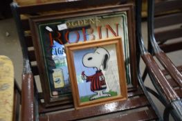 OGDENS ROBIN CIGARETTE ADVERTISING MIRROR AND A FURTHER SNOOPY MIRROR
