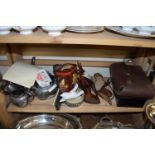 MIXED LOT: SILVER PLATED TEA SET, GENTS CASED VANITY SET AND OTHER ASSORTED ITEMS