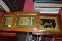 TWO FRAMED CRICKETING PRINTS AND A FURTHER PRINT OF A DALMATION (3)