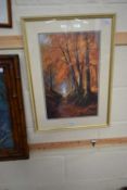 After Reginald Daniel Sherrin (British, 20th century) Autumnal woodland scene, chromolithograph,