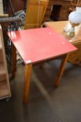 RED MELOMINE TOP KITCHEN TABLE