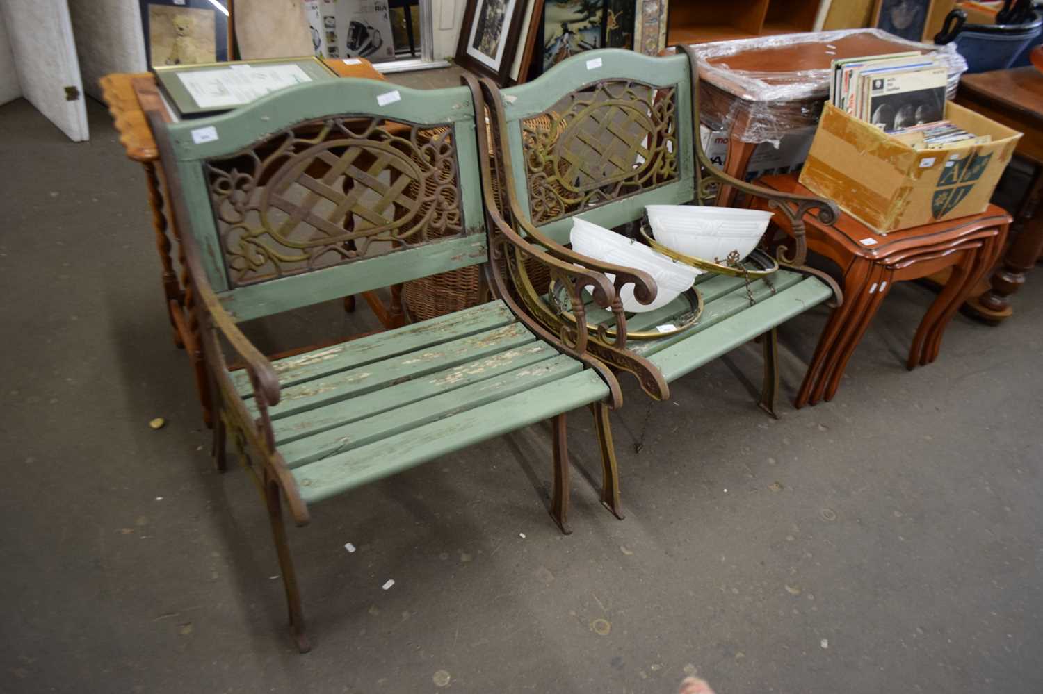 PAIR OF IRON FRAMED GARDEN CHAIRS