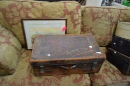 BROWN LEATHER SUITCASE