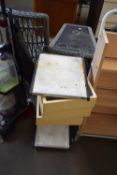 METAL FRAMED TROLLEY WITH PULL OUT DRAWERS POSSIBLY FOR MEDICAL USE