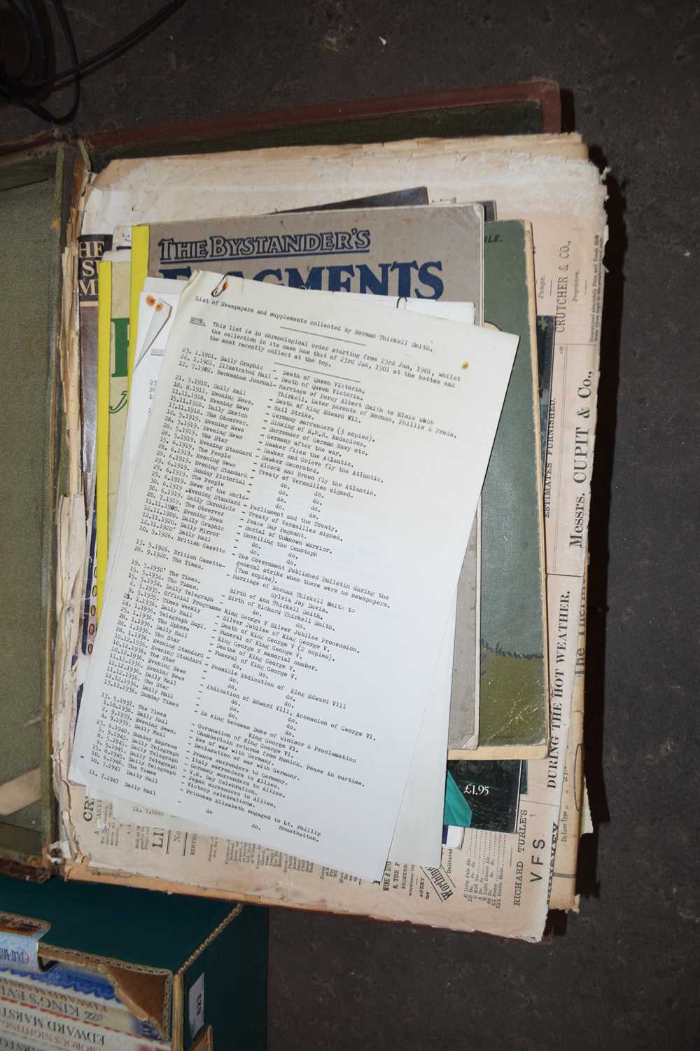 SUITCASE CONTAINING VARIOUS EARLY 20TH CENTURY NEWSPAPERS, MAGAZINES AND EPHEMERA