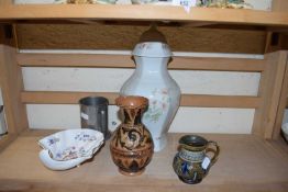 SMALL DOULTON BALISTER VASE TOGETHER WITH A FURTHER JUG, A HAMMERSLEY SHELL FORMED DISH AND OTHER