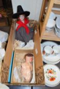 VINTAGE ARMAND MARSEILLE PORCELAIN HEADED DOLL, FOR REPAIR, TOGETHER WITH A FURTHER PORCELAIN HEADED