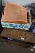 THREE BOXES OF VARIOUS ASSORTED TOOLS AND GARAGE CLEARANCE ITEMS