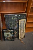 MIXED LOT: 20TH CENTURY MOGUL PICTURE OF A HUNTING SCENE TOGETHER WITH A CHINESE MYSTICAL PICTURE ON