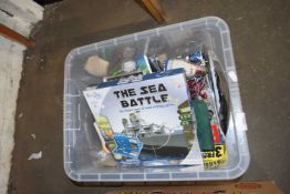 BOX OF VARIOUS TOYS AND OTHER ITEMS TO INCLUDE THE C BATTLE STRATEGY GAME, VARIOUS DVD'S ETC