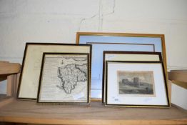 MIXED LOT: COLOURED ENGRAVINGS OF DOUGLAS, THE ISLE OF MAN, FLINT CASTLE, NORTH WALES, A FURTHER