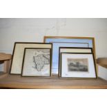 MIXED LOT: COLOURED ENGRAVINGS OF DOUGLAS, THE ISLE OF MAN, FLINT CASTLE, NORTH WALES, A FURTHER