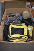 BOX OF VARIOUS MOTORCYCLE JACKETS AND OTHER ASSORTED ITEMS