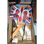 BOX OF MIXED ITEMS TO INCLUDE WADE WHIMSIES, ROYAL WEDDING 1981 COLLECTABLES AND OTHER ASSORTED