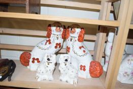 TWO PAIRS OF STAFFORDSHIRE STYLE DOGS TO INCLUDE PAIR BY BESWICK
