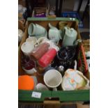 BOX OF VARIOUS MIXED CERAMICS AND OTHER ITEMS TO INCLUDE A QUANTITY OF WOOD BERYL TEA WARES