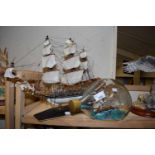 CONTEMPORARY MODEL BOAT, SOVEREIGN OF THE SEAS TOGETHER WITH A MODEL SHIP IN A BOTTLE (2)