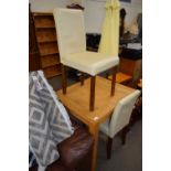 LIGHT OAK EFFECT TABLE AND TWO CHAIRS