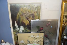 MIXED LOT COMPRISING OIL ON BOARD STUDY WILLOW AND MAGNOLIA TOGETHER WITH TWO FURTHER FRAMED STUDIES