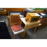 DROP LEAF KITCHEN TABLE AND TWO CHAIRS (3)