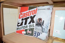 TWO REPRODUCTION METAL ADVERTISING SIGNS, BP PETROL AND CASTROL GTX MOTOR OIL