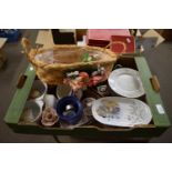 BOX OF VARIOUS HOUSEHOLD CERAMICS AND OTHER ITEMS