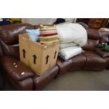 BROWN LEATHER CORNER SOFA