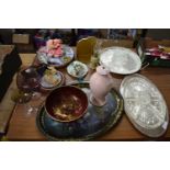 LARGE MIXED LOT TO INCLUDE VARIOUS CERAMICS, HORS D'OEUVRES DISHES, SERVING TRAY AND OTHER