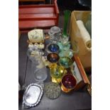 MIXED LOT: GILT DECORATED CHAMPAGNE BOWLS, VARIOUS ORNAMENTS, GLASS WARES ETC