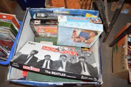 ONE BOX OF VARIOUS JIGSAW PUZZLES, BOARD GAMES ETC