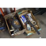 TWO BOXES OF VARIOUS TOOLS, GARAGE CLEARANCE ITEMS ETC
