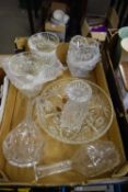 ONE BOX OF VARIOUS ASSORTED GLASS VASES, BOWLS ETC