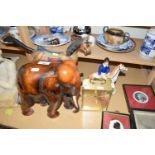 MIXED LOT: SMALL TABLE TOP ROCKING HORSE, A MODEL ELEPHANT, A STAFFORDSHIRE MODEL FRED ARCHER AND