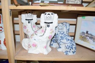 TWO PAIRS OF MODERN STAFFORDSHIRE STYLE DOGS