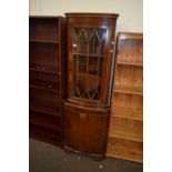 YEW WOOD VENEERED CORNER DISPLAY CABINET