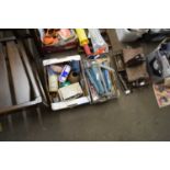 TWO BOXES OF VARIOUS GARAGE CLEARANCE ITEMS TO INCLUDE A FOLDING ANCHOR