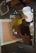 BOX OF MIXED ITEMS TO INCLUDE A MANTEL CLOCK