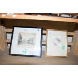 FREDA MARSTON, THE STREET, DEDHAM, ESSEX, ETCHING, FRAMED AND GLAZED TOGETHER WITH A FURTHER