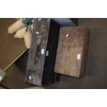 MIXED LOT: TWO WOODEN TOOL BOXES AND CONTENTS