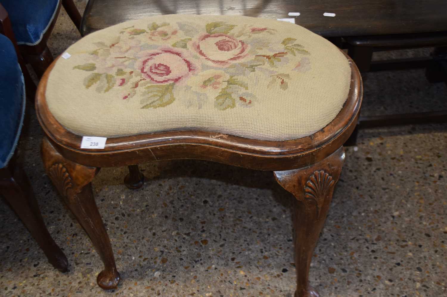 KIDNEY SHAPED TAPESTRY TOP DRESSING TABLE STOOL