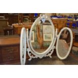 TRIPLE DRESSING TABLE MIRROR IN CREAM AND GILT FINISH FRAME