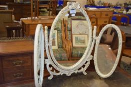 TRIPLE DRESSING TABLE MIRROR IN CREAM AND GILT FINISH FRAME