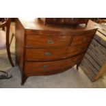 GEORGIAN MAHOGANY FOUR DRAWER BOW FRONT CHEST, 103 CM WIDE