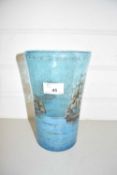 FROSTED ART GLASS VASE DECORATED WITH TALL SHIPS