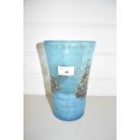 FROSTED ART GLASS VASE DECORATED WITH TALL SHIPS