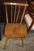 SMALL STICK BACK CHAIR, PROBABLY ERCOL, UNLABELLED