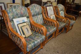 FOUR BAMBOO FRAMED CONSERVATORY CHAIRS