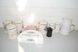 MIXED LOT: VARIOUS POTTERY STILTON JARS AND OTHER ITEMS